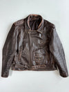 Vintage  Brown Leather Biker Jacket(Xl)