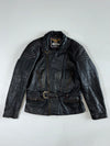 United Leather Vintage Black Belted Moto Biker Jacket (XL)