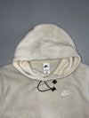 Nike Sportswear Club Fleece Off White Sherpa Bouclé Pullover Hoodie Faux Fur (L)