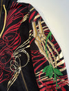 Christian Audigier Y2K Rhinestone Sugar Skull Tattoo Full-Zip Hoodie (M/L)
