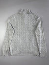 Polo Ralph Lauren Grey Cable Knit Quarter Zip Sweater – Leather Pull (XL)