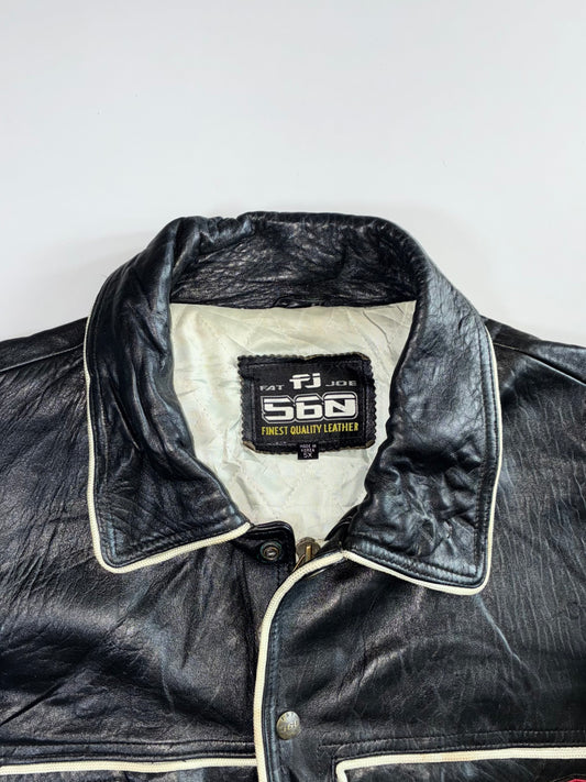 Fat Joe FJ-560 “Next Generation Gear” Black Leather Varsity Jacket (5XL)