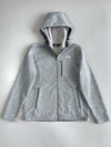 The North Face Men’s Grey Marl Hooded Full-Zip Fleece Jacket with Fleece-Lined Hood & Zip Pockets (M/L)
