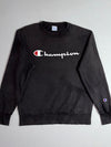 Champion Big Script Logo Crewneck Sweatshirt – Faded Black (S/M)