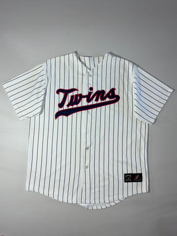 Minnesota Twins Cooperstown Collection MLB Pinstripe Baseball Jersey – White  (2XL/3XL)