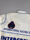 Vintage Intercrew Formula 1 Racing Team Jacket  White Blue Patches (L)