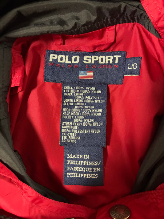 Vintage Polo Sport Ralph Lauren Red Hooded Windbreaker Jacket (2XL)