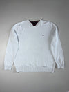 Tommy Hilfiger | White Premium Cotton Crew Neck Knit | (2XL)