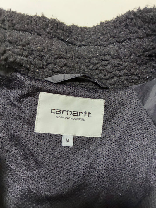 Carhartt WIP Sherpa Fleece Zip Jacket with Nylon Pocket – Black (M)