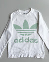 Adidas Originals | White & Sage Trefoil Crewneck Sweatshirt | (S)