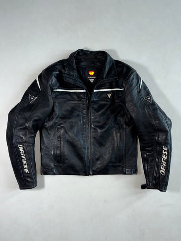 Dainese Black Leather Motorcycle Jacket PADDED (S)
