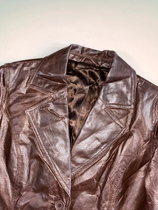 Vintage Brown Leather Blazer Jacket Women’s (S)