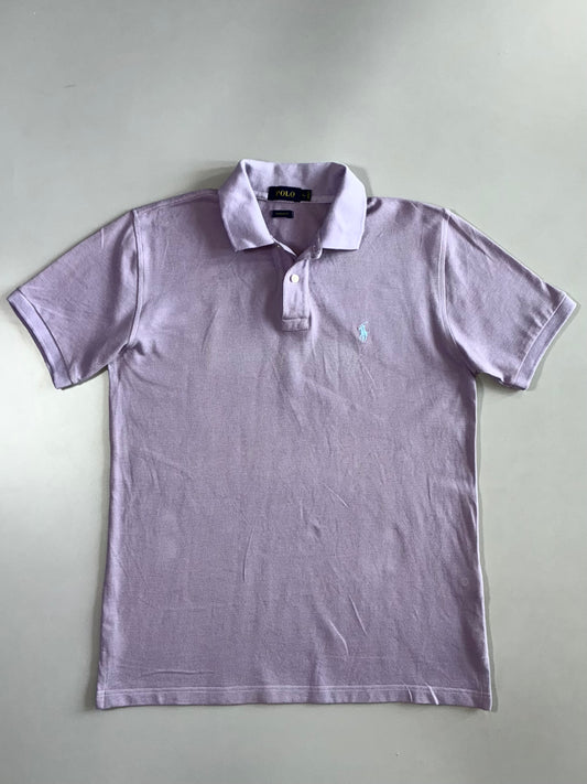 Polo Ralph Lauren Custom Fit Teal Pony Logo Lavender Lilac Pique Cotton Polo T-Shirt (L)