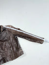 Vintage Street One Grey Leather Asymmetric Zip Biker Jacket (S)