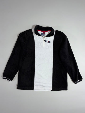Tommy Hilfiger Colorblock Fleece Quarter-Zip – Black/White (L)