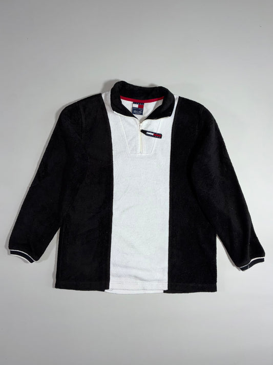 Tommy Hilfiger Colorblock Fleece Quarter-Zip – Black/White (L)