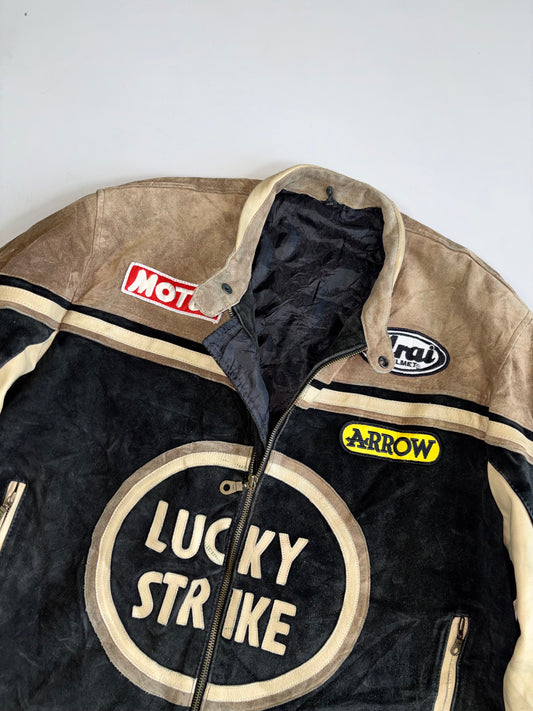 Vintage Lucky Strike Heavy PURE Leather Moto Racing Jacket (2XL)