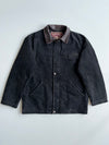 Marlboro Classics Vintage Black Canvas Work Jacket – Brown Leather Collar (XL)