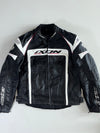 IXON Racing Technology Black & White Leather Moto Jacket Padded (L/XL)