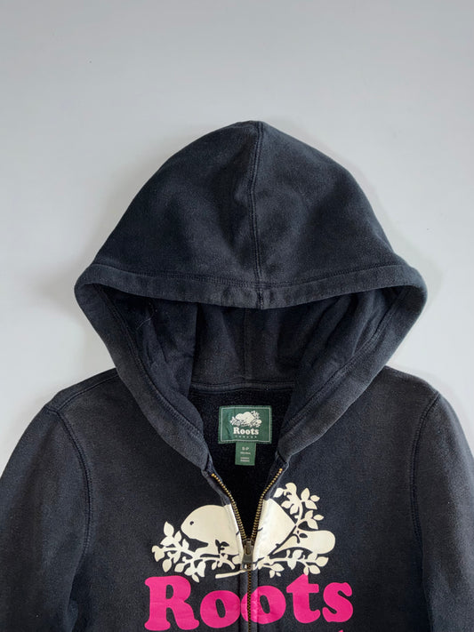 Roots Canada Black Beaver Crest Zip Hoodie (XS)