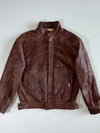 Made in France Heritage Brown Leather Bomber Jacket (L)