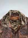 Rugged Distressed Brown Leather Jacket (Xl)