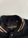 Vintage Harley-Davidson Black Wool Varsity Jacket with Leather Shoulder Panels (L/XL)