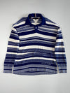 Tommy Hilfiger Blue & White Striped Long Sleeve Knit Polo with Hilfiger Logo, Size(XL)