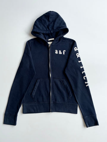 Abercrombie Kids Navy A&F Logo Zip-Up Hoodie (S)
