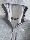 The North Face Men’s Grey Marl Hooded Full-Zip Fleece Jacket with Fleece-Lined Hood & Zip Pockets (M/L)