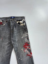 Dragon Embroidered Grey Wash Denim Pant (W:28|L:42)