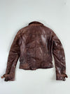 Vintage Bershka Brown Genuine Leather Biker Jacket – Asymmetric Zip  Women’s (XXS)