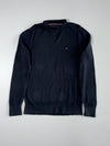 Tommy Hilfiger Black Mock Neck Knit Sweater – Flag Logo – (S)