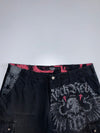Rock Rebel | Graphic Cargo Shorts | Black & Red Eagle Print (W:38|L:23)
