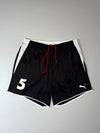 Puma #5 Football Shorts – Black/White, Red Drawstring (W:34) (L:17)