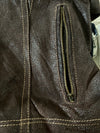 Papion Faux Fur Hooded Brown Leather Jacket Women's (S)