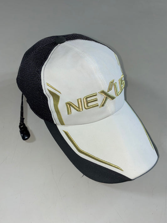 Shimano Nexus White Black Gold Embroidered Fishing Cap – Mesh Back with Hat Clip Cord (Adjustable)