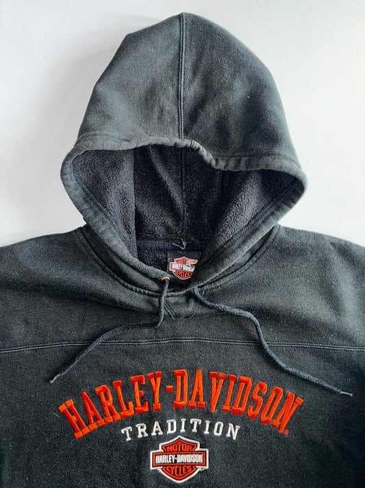 Harley-Davidson “Tradition” Bar & Shield Embroidered Faded Black Hoodie (XL)