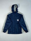 MLB New York Yankees Hooded Windbreaker by Genuine Stuff Navy/Grey, Mesh Lined, Youth (S)
