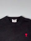 Ami Paris Ami de Coeur Black Wool Crewneck Sweater – Red Heart Logo (XL)
