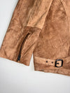 Vintage Schott NYC Sheepskin Suede Leather Motorcycle Jacket –lTan Custom Rider Lining (L/Xl)