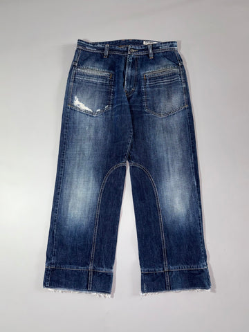 Y2K GAS Distressed Wide Leg Jeans – Dark Wash (W:32) (L:38)