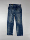 Lee Vintage Distressed Paint-Splatter Straight-Leg Denim Jeans (W:32) (L:39.5)