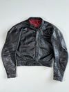 Vintage Harro Black Leather Cropped Racing Jacket (S)