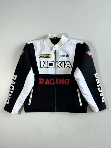 Vintage OXO Rally Nokia Racing Jacket – Black/White, Michelin & Elf Patches (XL)