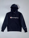 Champion Black Script Logo Pullover Hoodie – Size (M)