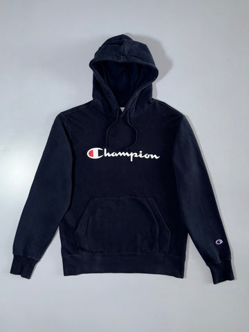 Champion Black Script Logo Pullover Hoodie – Size (M)