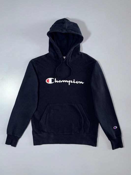 Champion Black Script Logo Pullover Hoodie – Size (M)
