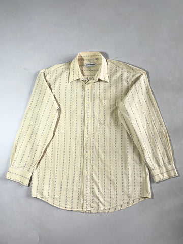 Vintage Emporio Armani Cream Striped Button Up Shirt (L)