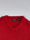Chaps Classic V-Neck Cotton Knit Sweater – Red (2XL)